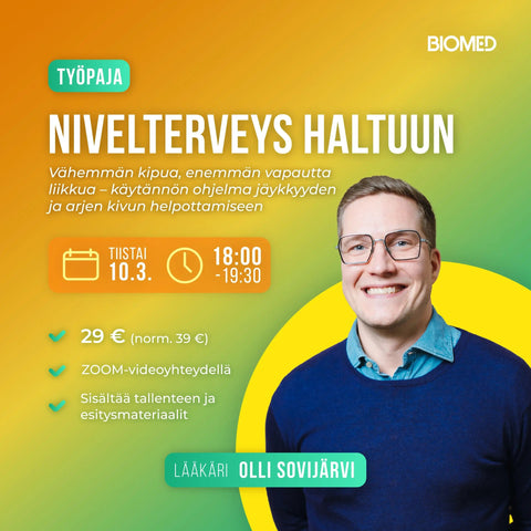 Lääkäri Olli Sovijärven Nivelterveys haltuun -työpaja 10.3.